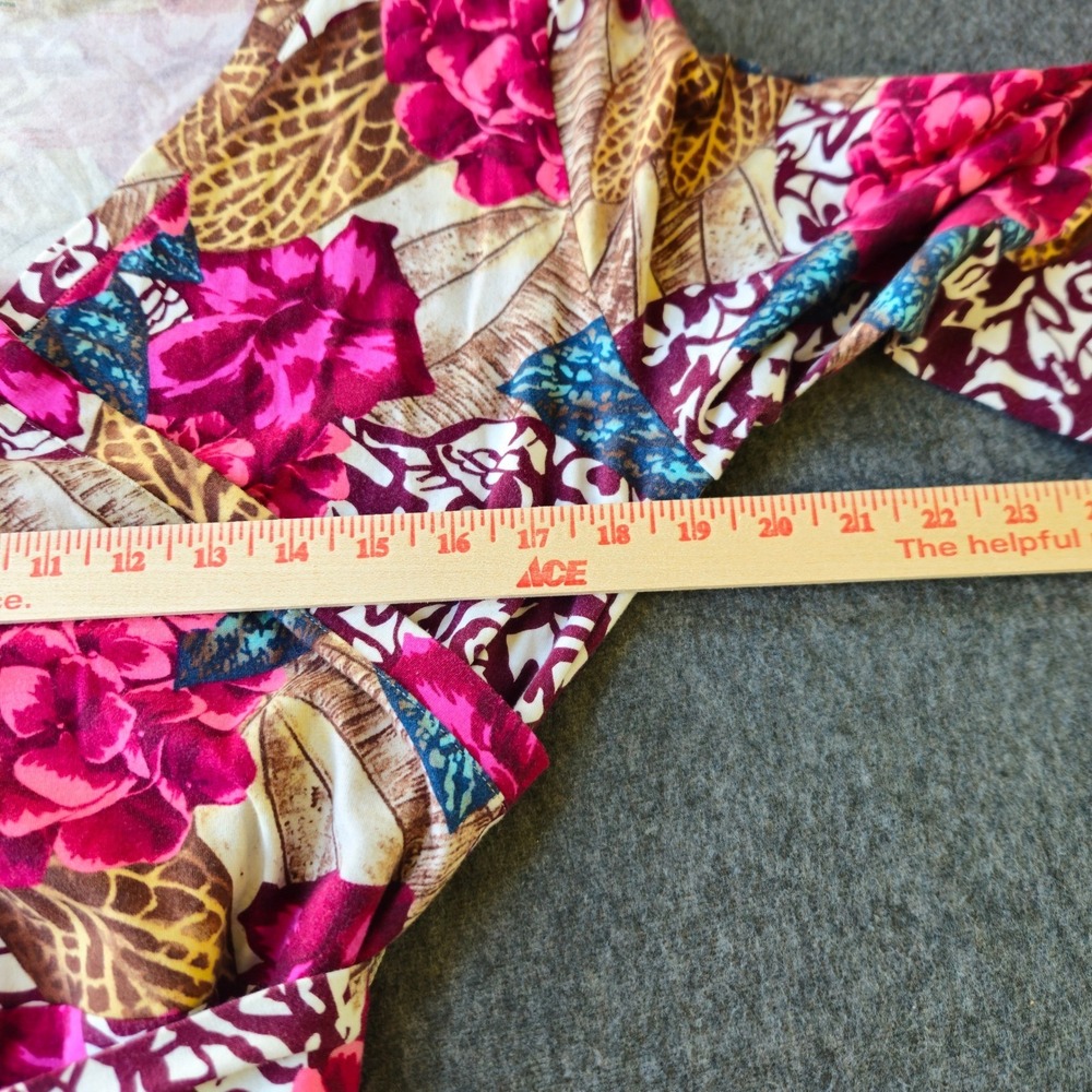 Soft Surroundings Floral Faux Wrap Midi Dress Petite Medium Luau Beach Office - Picture 5 of 7